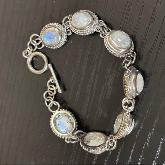 Jewelry - 7” Sterling Silver Plated Bracelet with Moonstone Accents